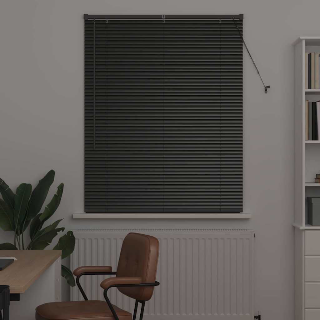 Window Blind with Curtains Manual Black Aluminium